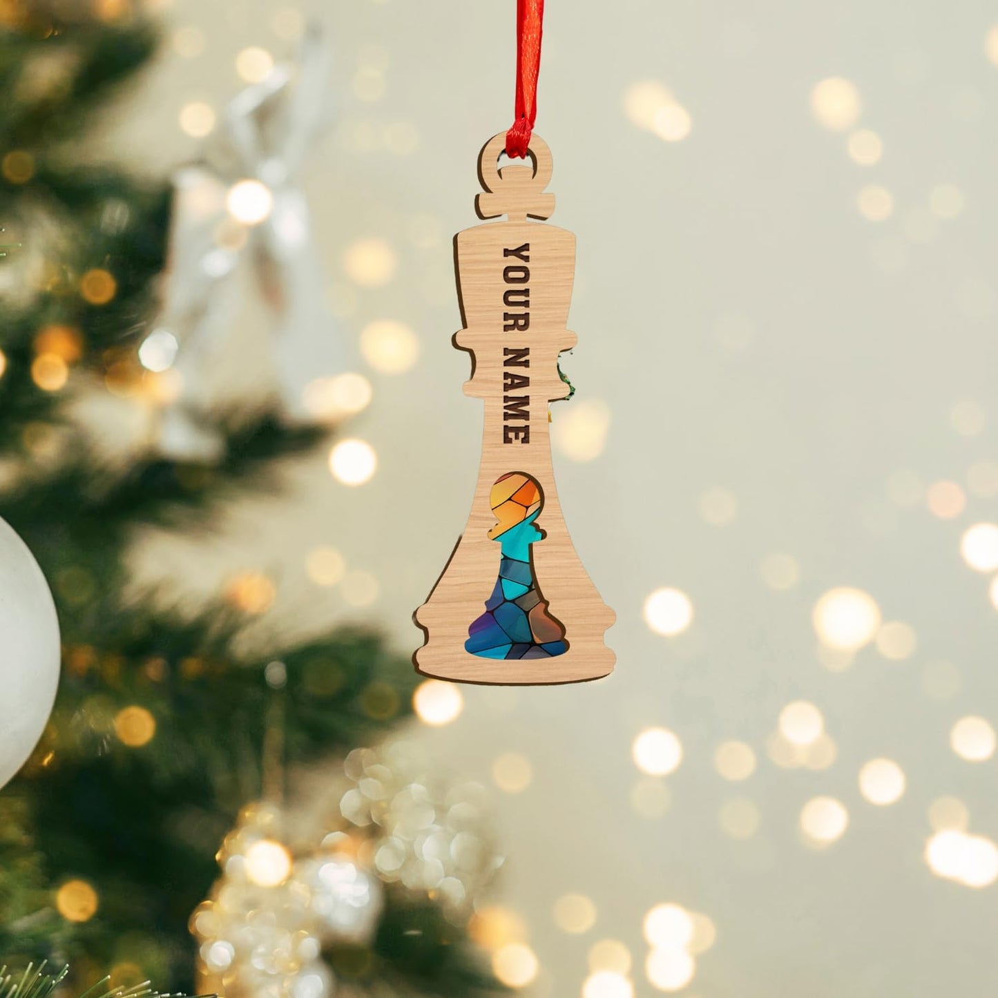 Personalized Name Chess Ornament Gift for Men Women Chess Team Player N06