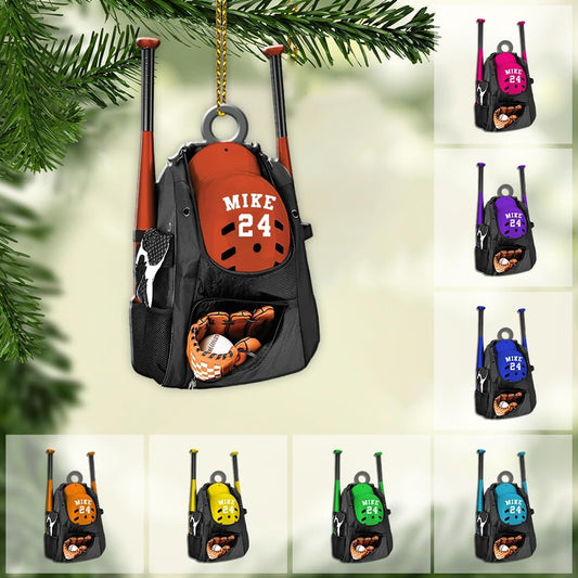 Personalized Baseball Christmas Ornament – Custom Name Acrylic Ornament, Sports Holiday Decoration, Baseball Player Gift TH12