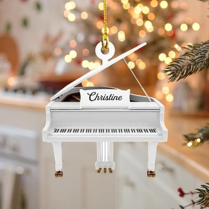 Personalized Piano Ornament - Custom Name Music Instrument Christmas Gift for Piano Lovers LL69