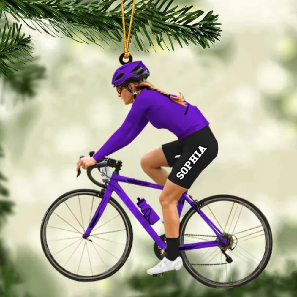 Personalized Cycling Ornament – Custom Name Acrylic Bicycle Ornament, Unique Gift for Cyclists & Bike Lovers 2025 TC5