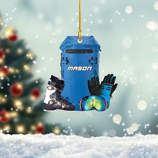 Personalized Snow Skiing Ornament, Custom Colored Skiing Mask Shape Ornament NO9