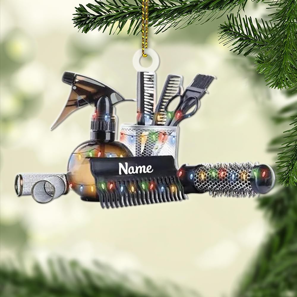 Custom Hair Stylist , Christmas Barbershop Ornament Style 25