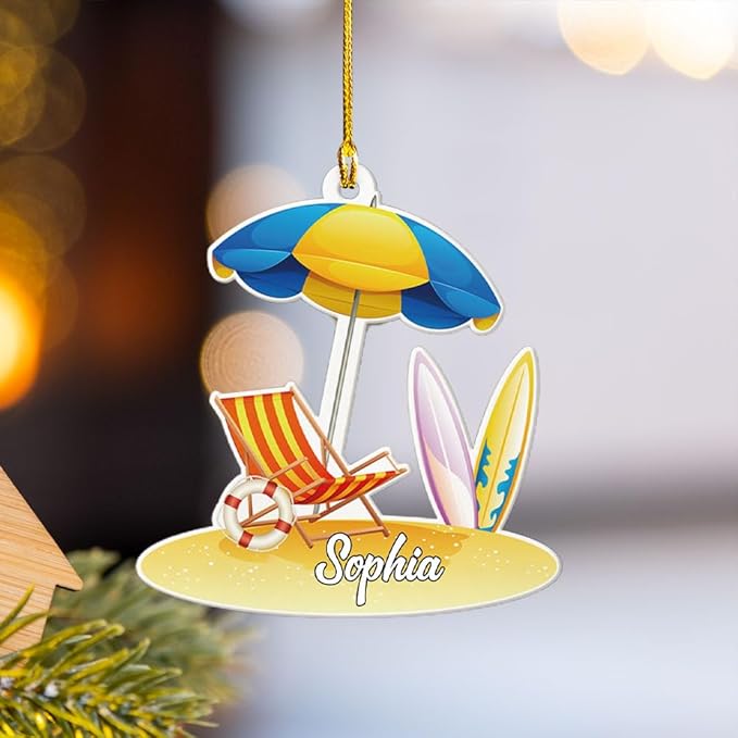 Personalized Surfboard Christmas Ornament - Surfing Tree Decoration Gift for Surfers LL6