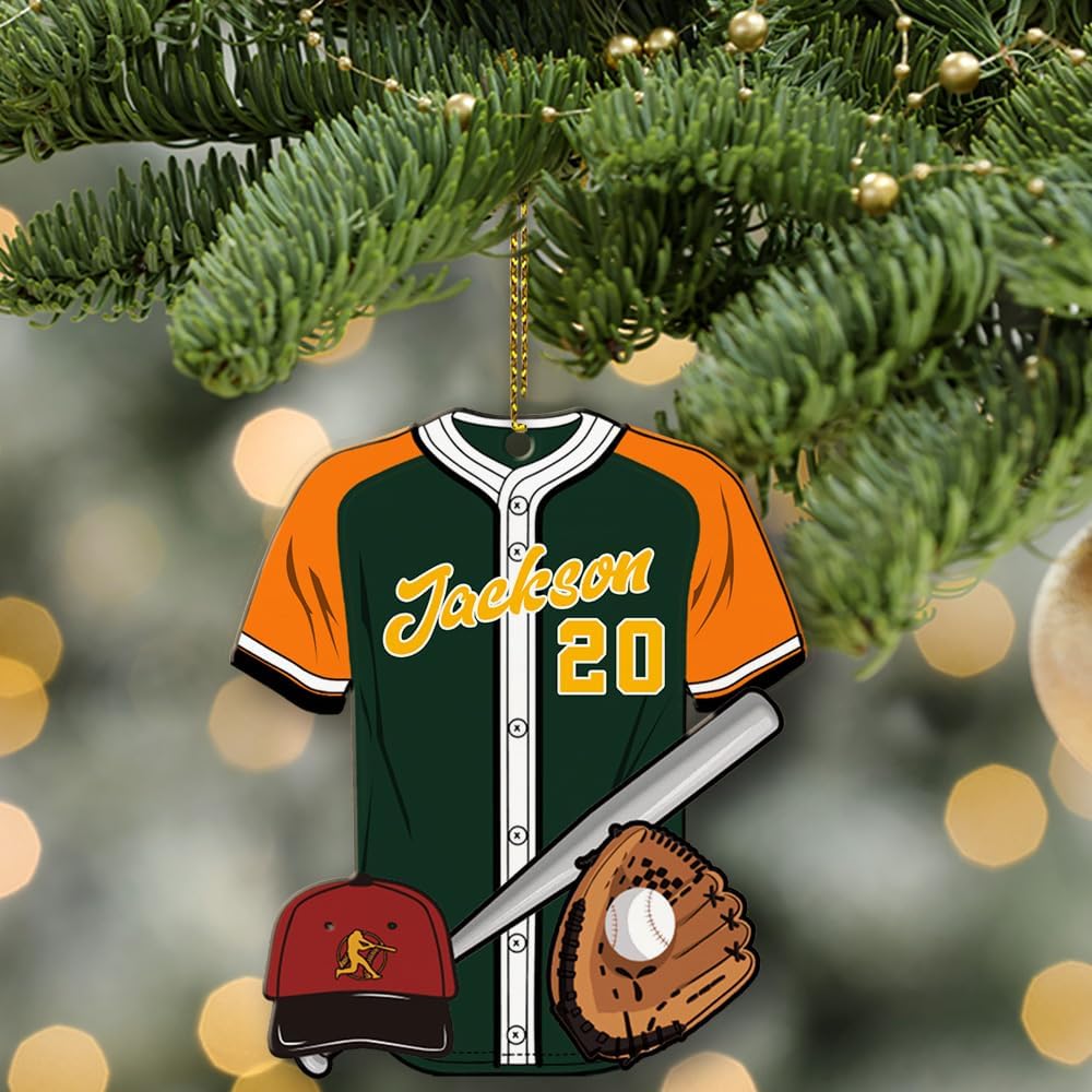 Personalized Baseball Christmas Ornament – Custom Name Acrylic Ornament, Sports Holiday Decoration, Baseball Player Gift TH16