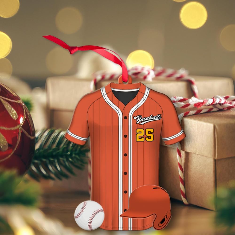 Personalized Baseball Christmas Ornament – Custom Name Acrylic Ornament, Sports Holiday Decoration, Baseball Player Gift TH13