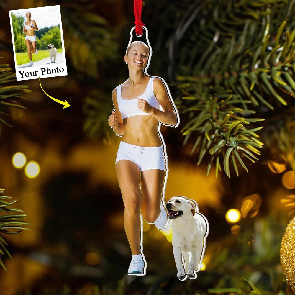 Custom Photo Running Ornament – Personalized Marathon Acrylic Gift, Athlete Christmas Decoration TM25