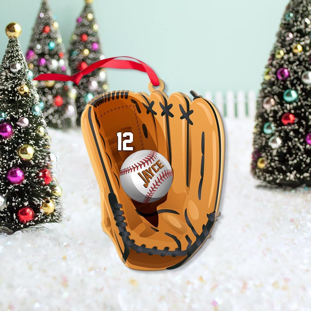 Personalized Baseball Christmas Ornament – Custom Name Acrylic Ornament, Sports Holiday Decoration, Baseball Player Gift  TH19