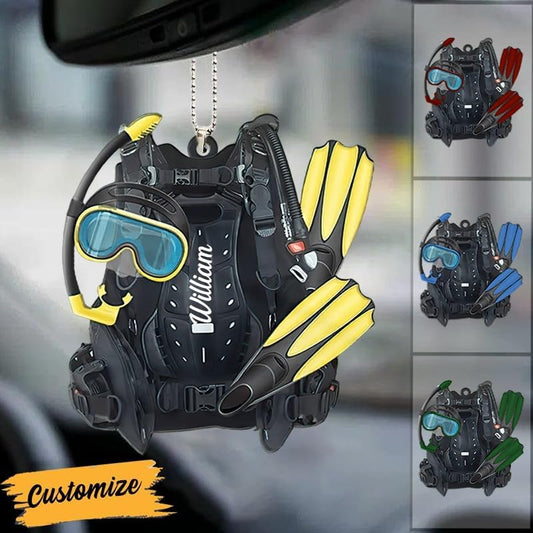 Custom Name Diving Ornament – Personalized Acrylic Scuba Diver Christmas Keepsake, Underwater Gift TSD17