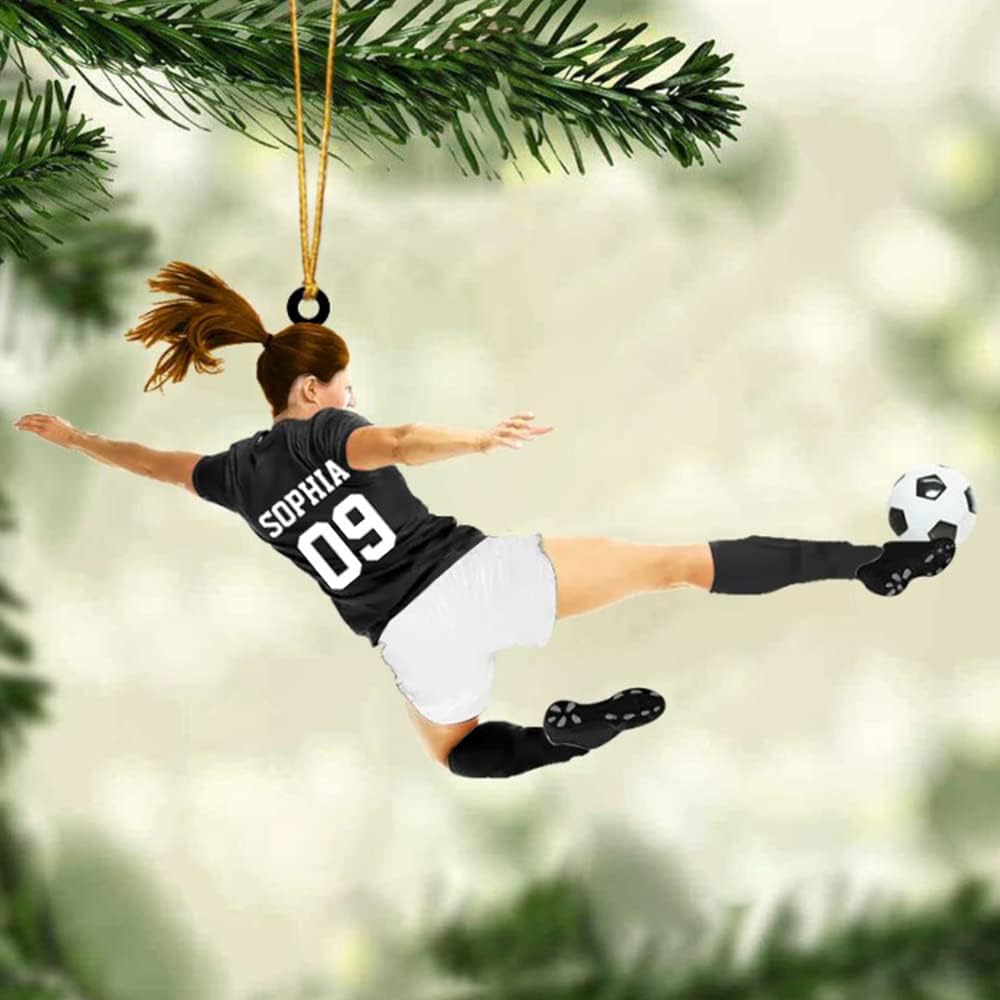 Personalized Soccer Christmas Ornament, Great Gift Idea for Soccer Lovers & Fans C06