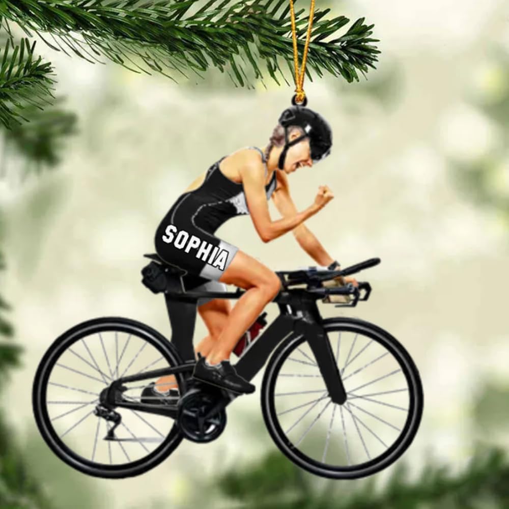 Personalized Cycling Ornament – Custom Name Acrylic Bicycle Ornament, Unique Gift for Cyclists & Bike Lovers 2025 TC7