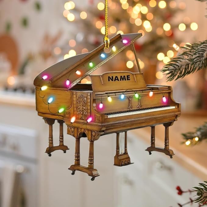 Personalized Piano Ornament - Custom Name Music Instrument Christmas Gift for Piano Lovers LL67
