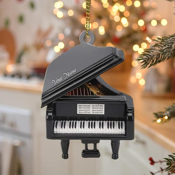 Personalized Piano Ornament - Custom Name Music Instrument Christmas Gift for Piano Lovers LL66