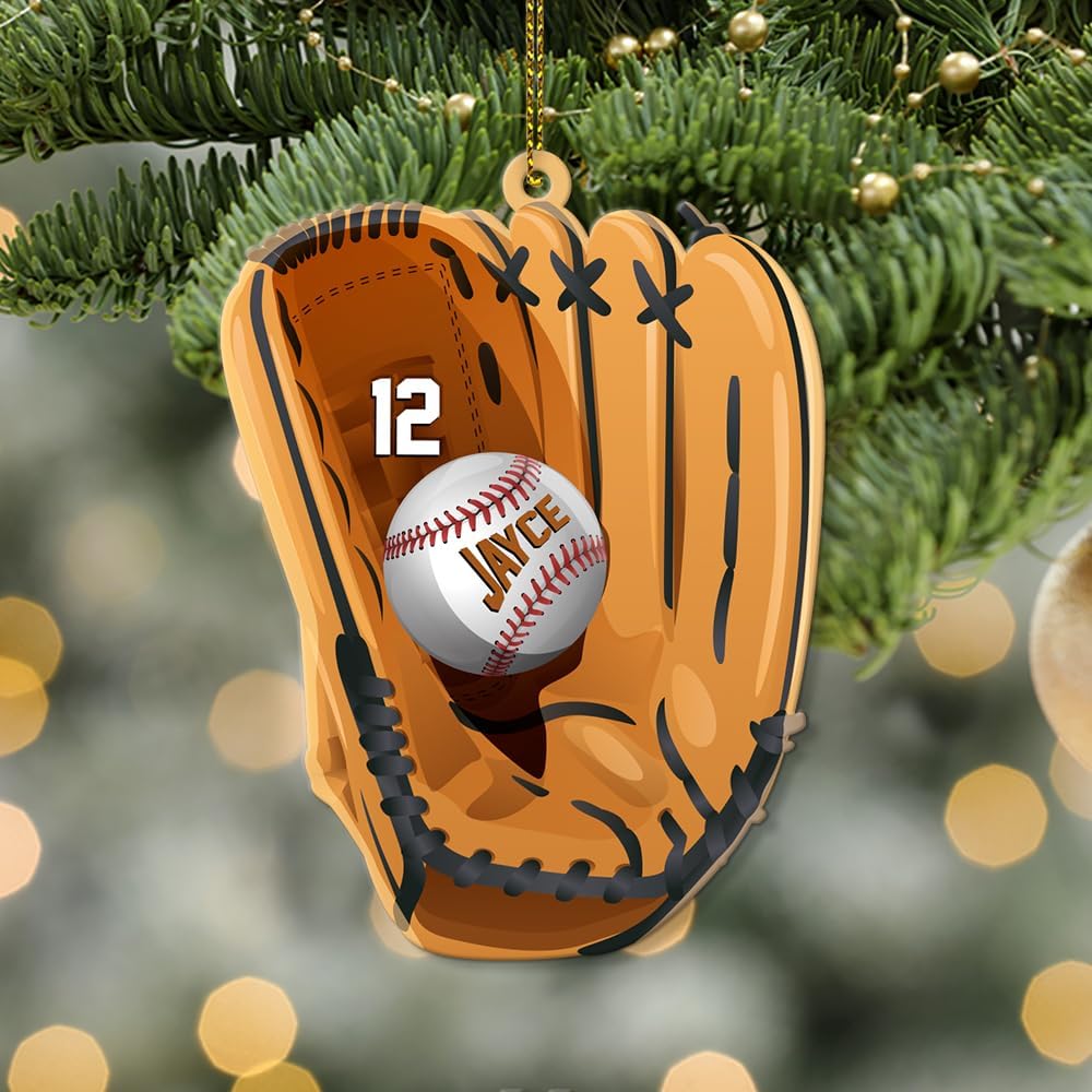 Personalized Baseball Christmas Ornament – Custom Name Acrylic Ornament, Sports Holiday Decoration, Baseball Player Gift  TH19