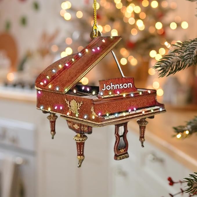 Personalized Piano Ornament - Custom Name Music Instrument Christmas Gift for Piano Lovers LL68
