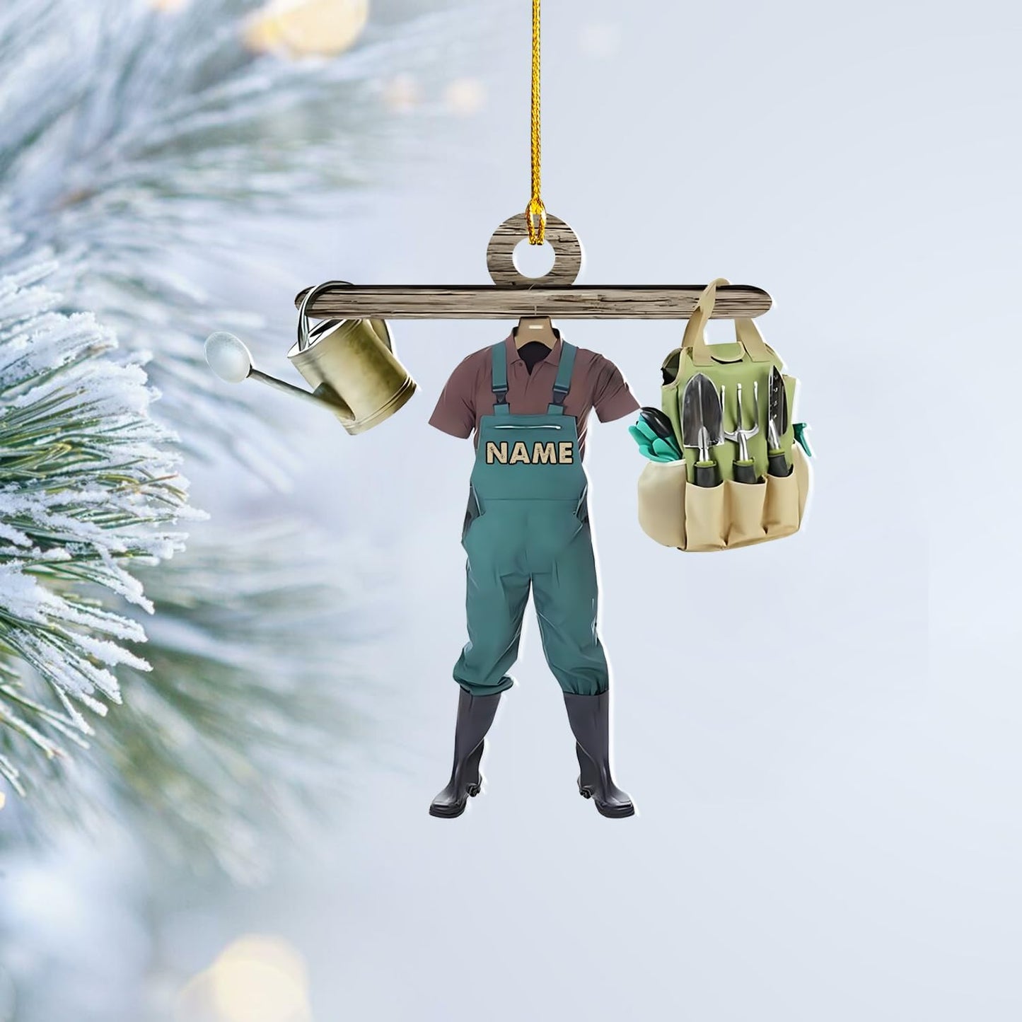 Custom Gardening Ornament with Name – Garden Tools Acrylic Christmas Decor for Gardeners & Green Thumb Lovers TG52