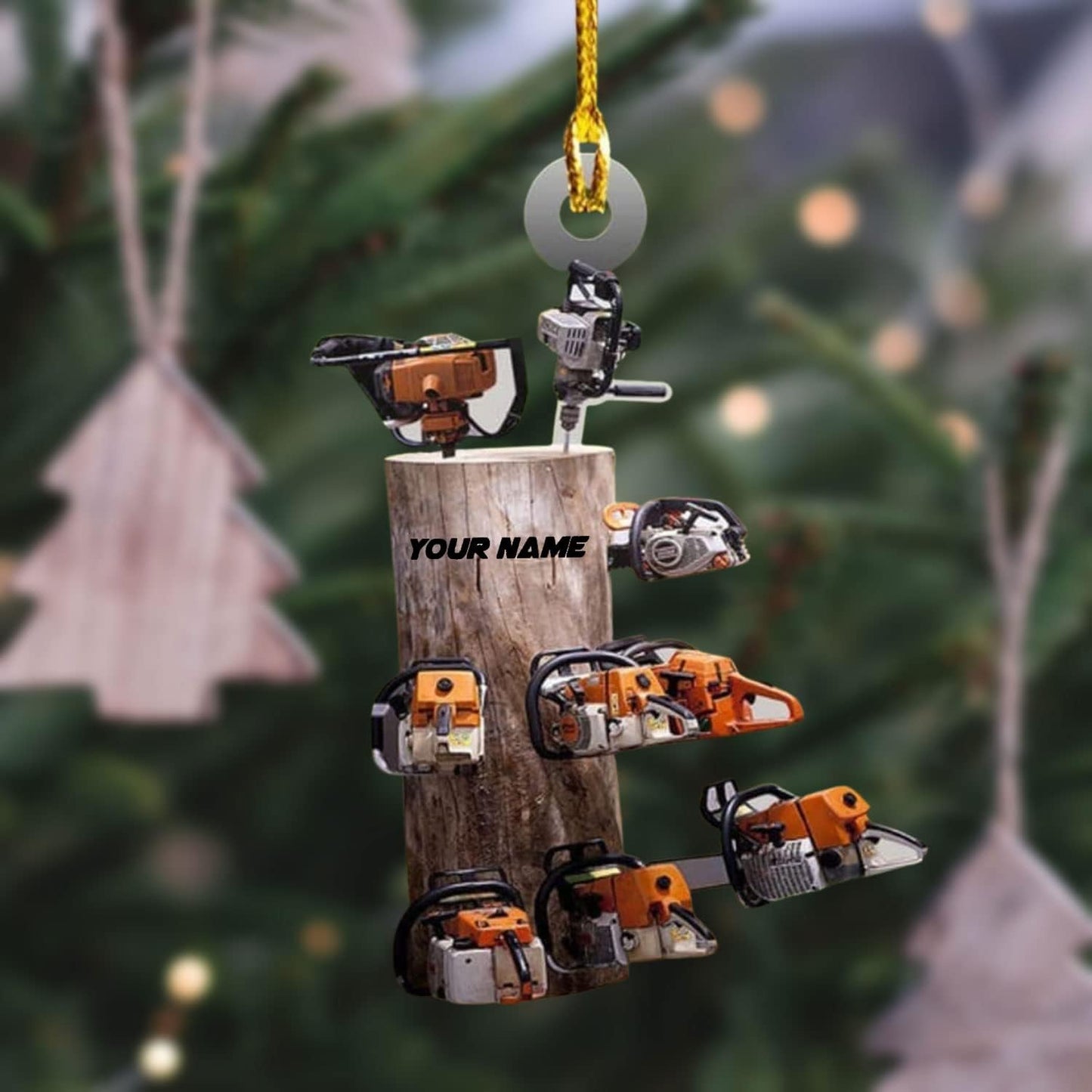Personalized Chainsaw Ornaments - Carpenter Christmas Ornament Style 12