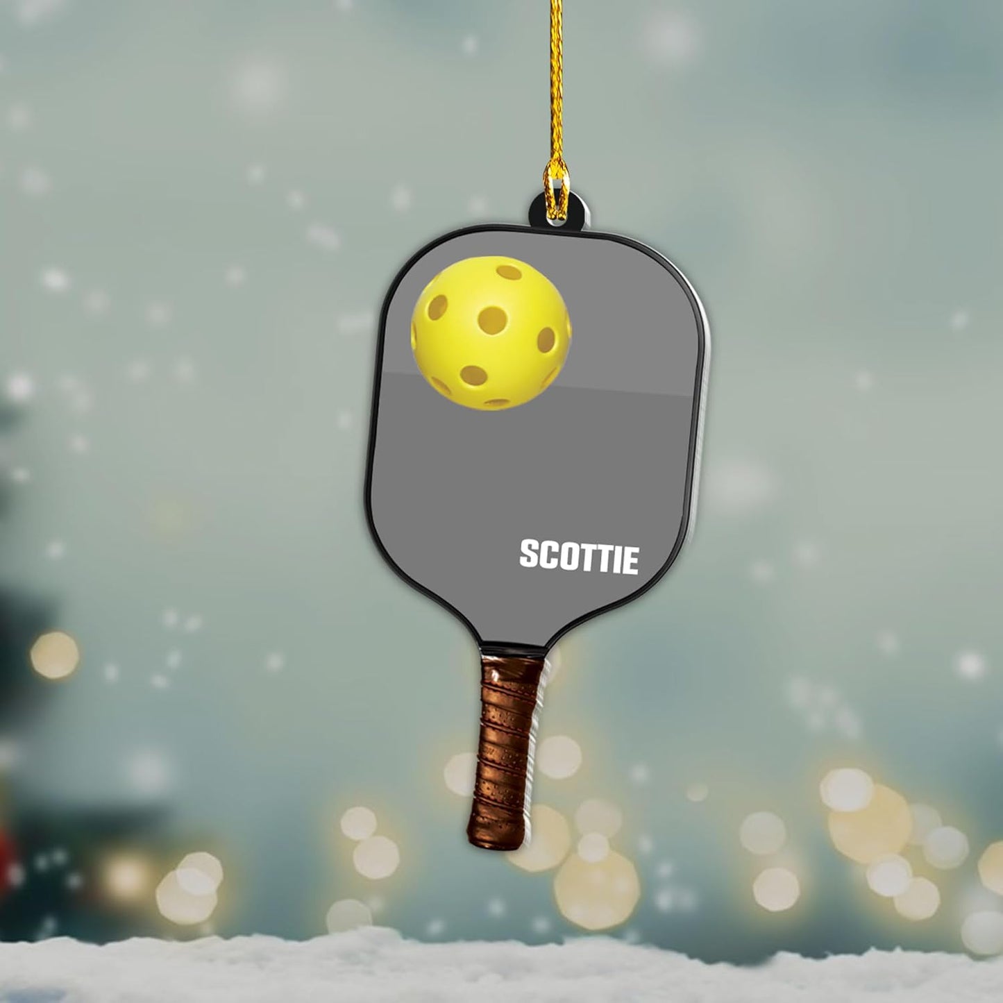 Custom Name Pickleball Ornament – Paddle and Ball Christmas Ornament Style 6