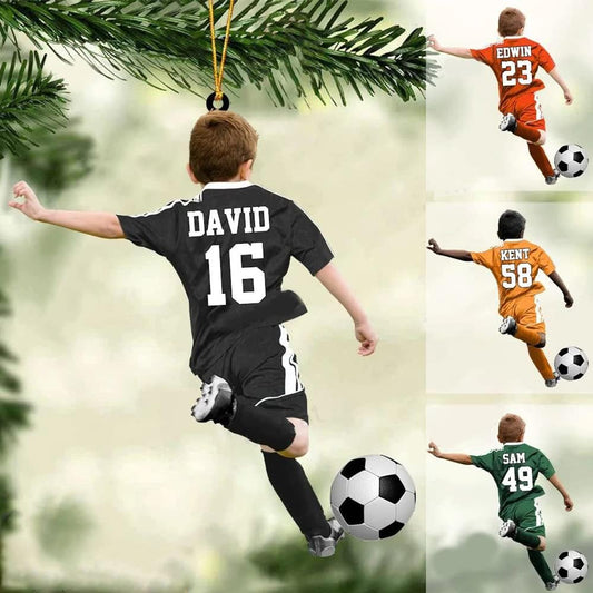 Custom Personalized Girl Soccer Acrylic Ornament, Gift for Soccer Players, Husband, Him, Christmas Tree Decor C04