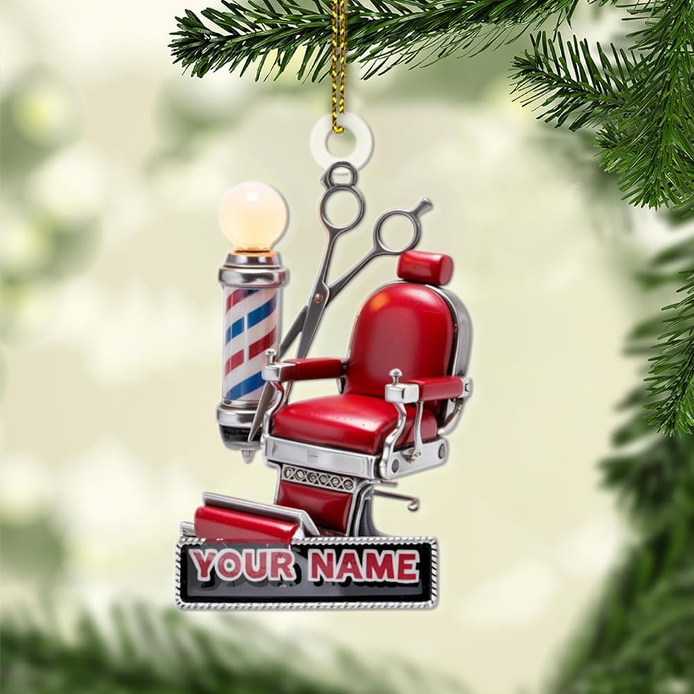 Custom Hair Stylist , Christmas Barbershop Ornament Style 22
