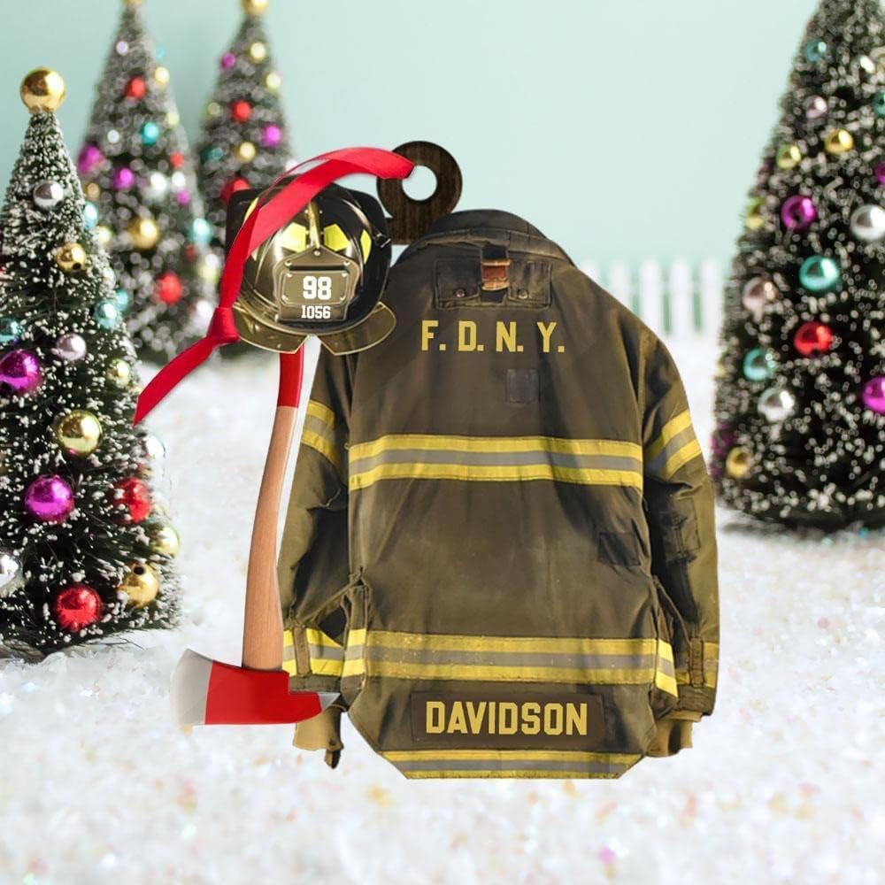 Personalized Firefighter Uniform Christmas Ornament Style 7