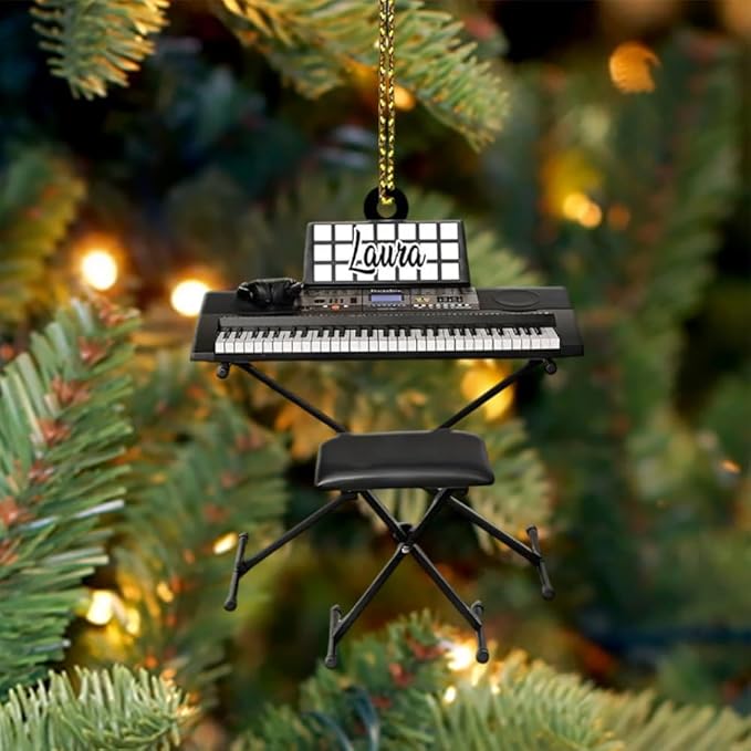 Personalized Piano Ornament - Custom Name Music Instrument Christmas Gift for Piano Lovers LL65
