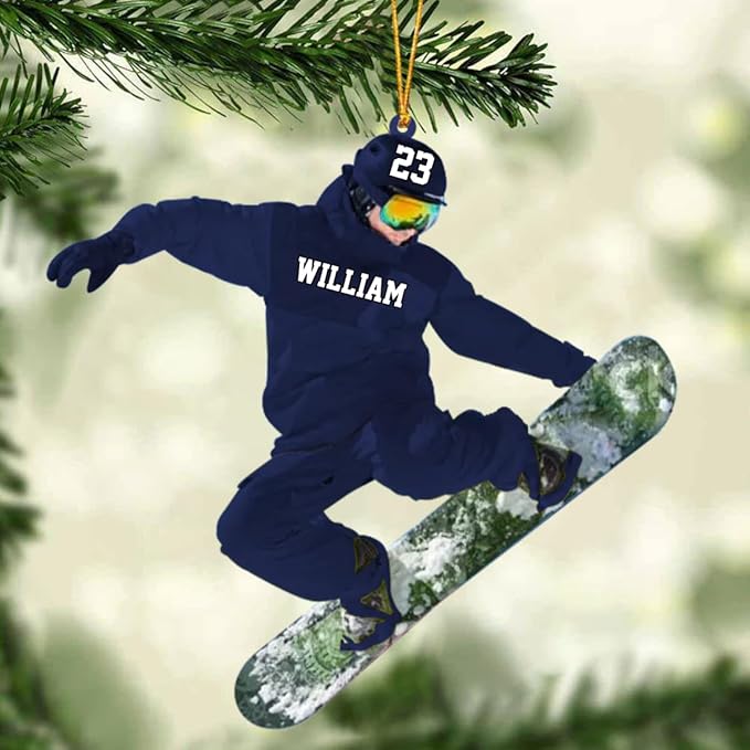 Personalized Snow Skiing Ornament, Custom Colored Skiing Mask Shape Ornament N21
