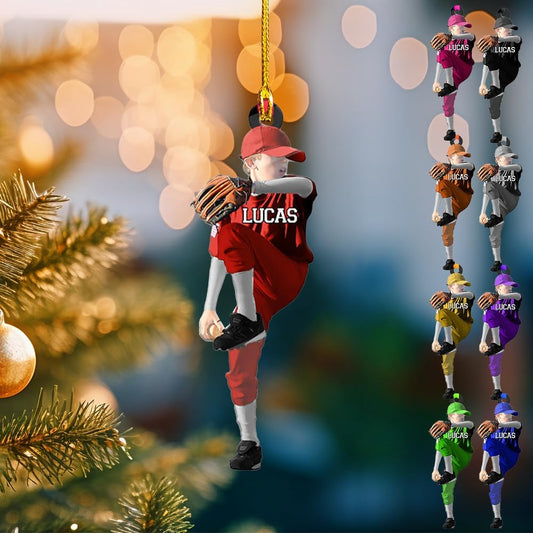 Personalized Softball Ornament – Custom Sports Christmas Tree C12