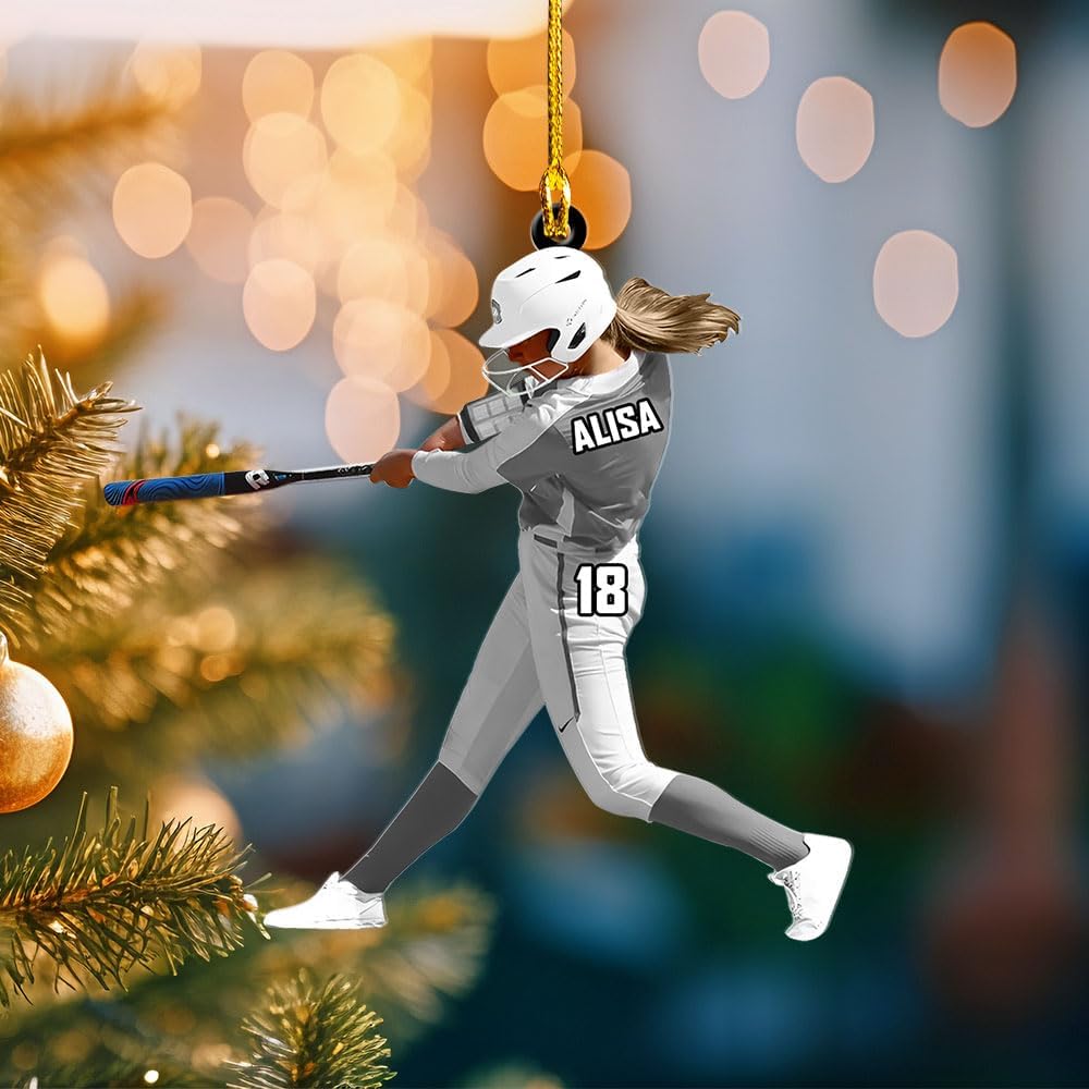 Personalized Softball Ornament – Custom Sports Christmas Tree C20