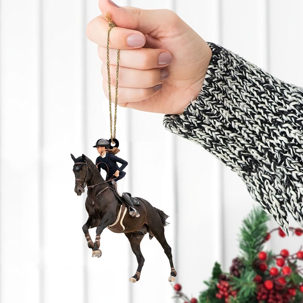Custom Photo Horse Riding Ornament | Personalized Equestrian Holiday Gift for Riders, Trainers & Horse Owners THH20