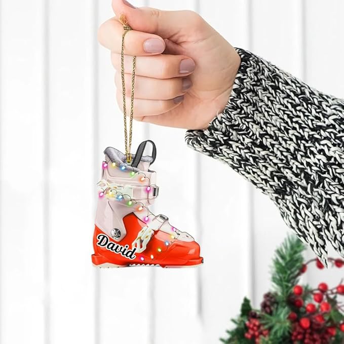 Personalized Snow Skiing Ornament, Custom Colored Skiing Mask Shape Ornament N25