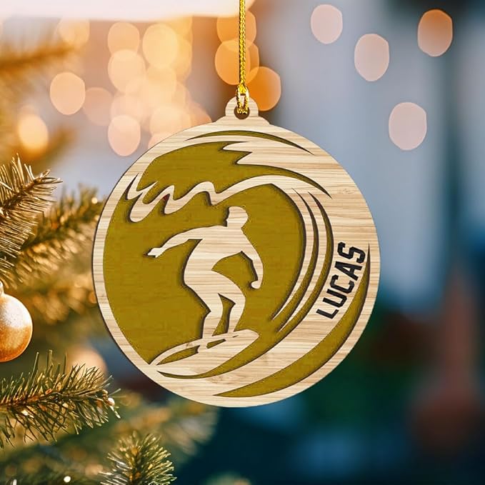 Personalized Surfboard Christmas Ornament - Surfing Tree Decoration Gift for Surfers LL17