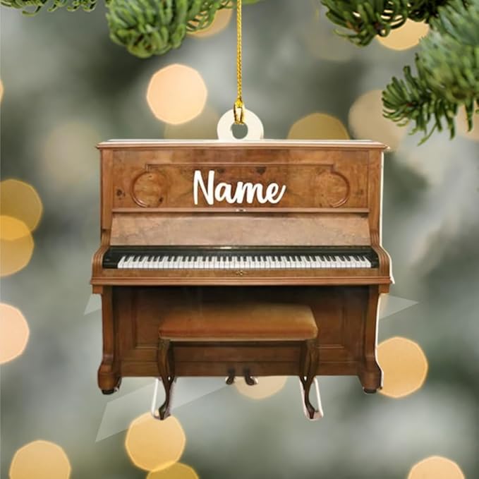 Personalized Piano Ornament - Custom Name Music Instrument Christmas Gift for Piano Lovers LL59
