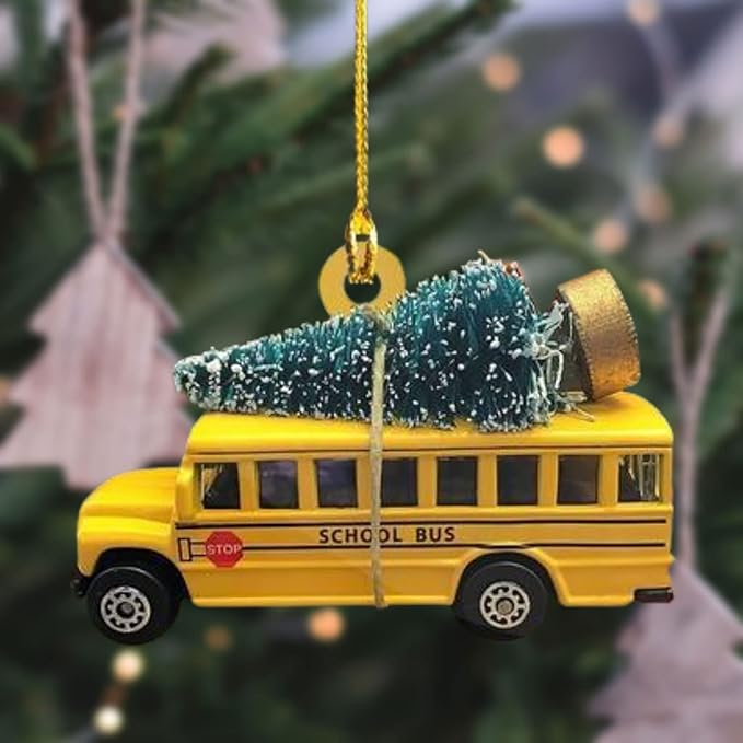 Personalized School Bus Ornament - Bus Driver Christmas Gift L2