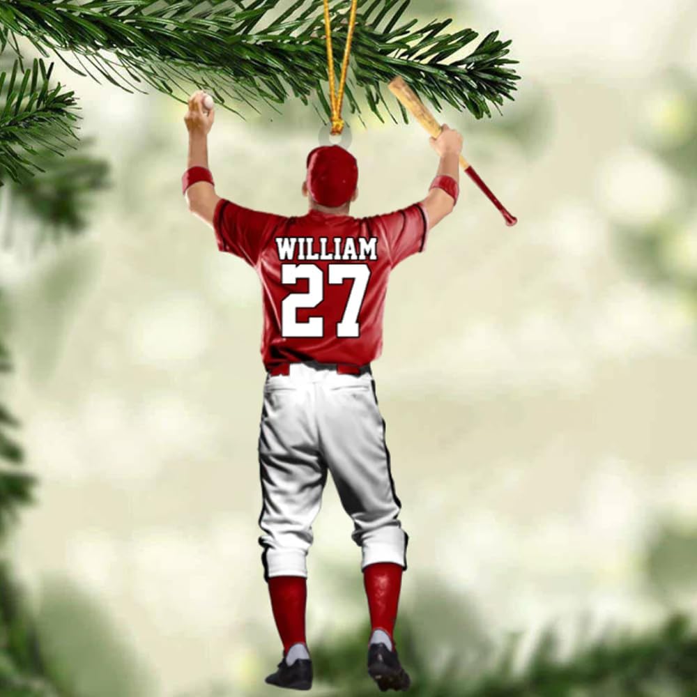 Personalized Baseball Christmas Ornament – Custom Name Acrylic Ornament, Sports Holiday TH38