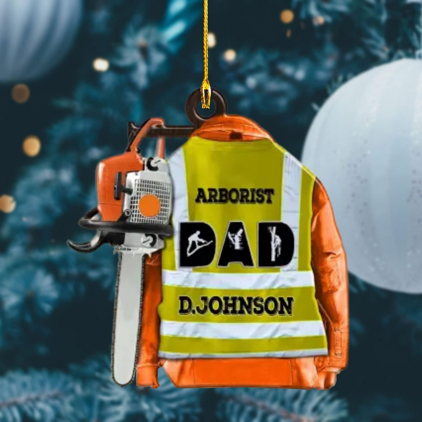 Personalized Arborist Uniform Ornament – Carpenter Christmas Ornament Style 3
