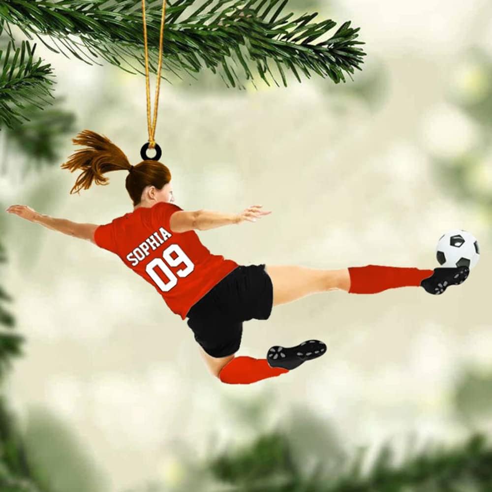 Personalized Soccer Christmas Ornament, Great Gift Idea for Soccer Lovers & Fans C06
