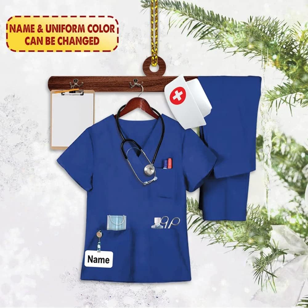 Custom Nurse Uniform Ornament - Nurse Christmas Ornament Design 08