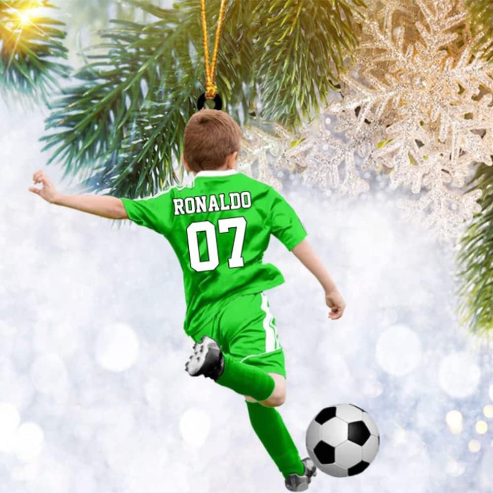 Custom Personalized Girl Soccer Acrylic Ornament, Gift for Soccer Players, Husband, Him, Christmas Tree Decor C04