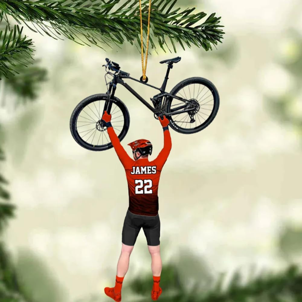 Personalized Cycling Ornament – Custom Name Acrylic Bicycle Ornament, Unique Gift for Cyclists & Bike Lovers 2025 TC12