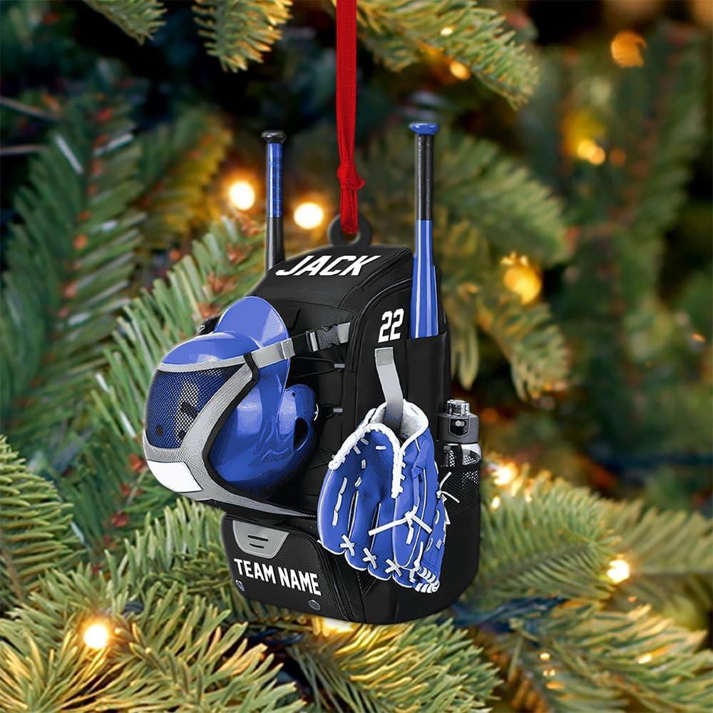 Personalized Baseball Christmas Ornament – Custom Name Acrylic Ornament, Sports Holiday Decoration, Baseball Player Gift TH1