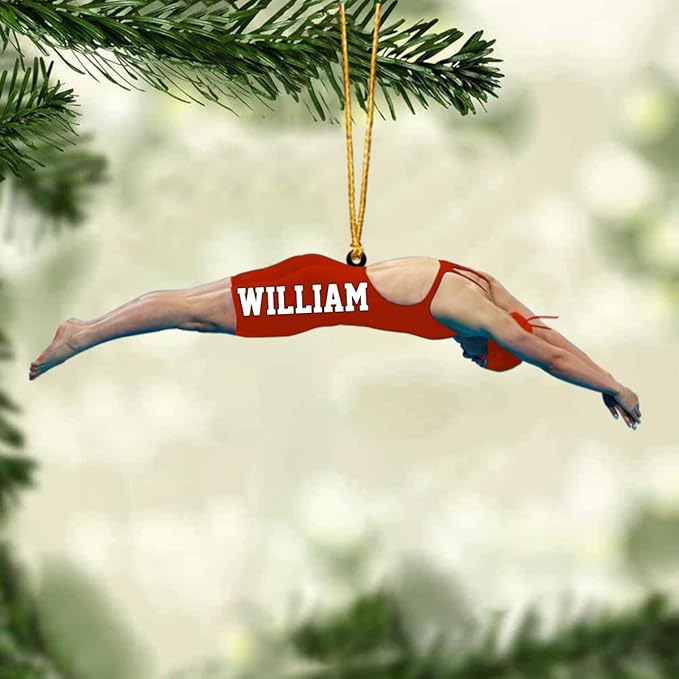 Personalized Swimming Christmas Ornament - Swimmer Christmas Gift for Boys, Girls & Pool Lovers LL30