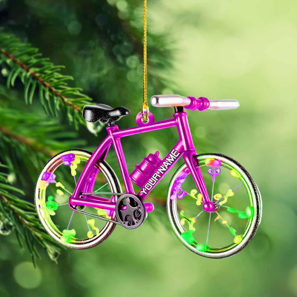 Personalized Cycling Ornament – Custom Name Acrylic Bicycle Ornament, Unique Gift for Cyclists & Bike Lovers 2025 TC14