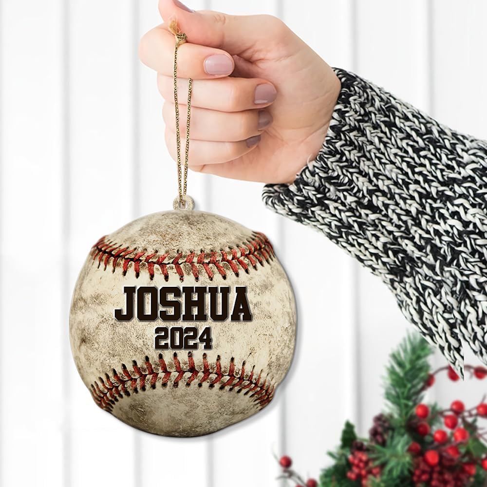 Personalized Baseball Christmas Ornament – Custom Name Acrylic Ornament, Sports Holiday Decoration, Baseball Player Gift TH5