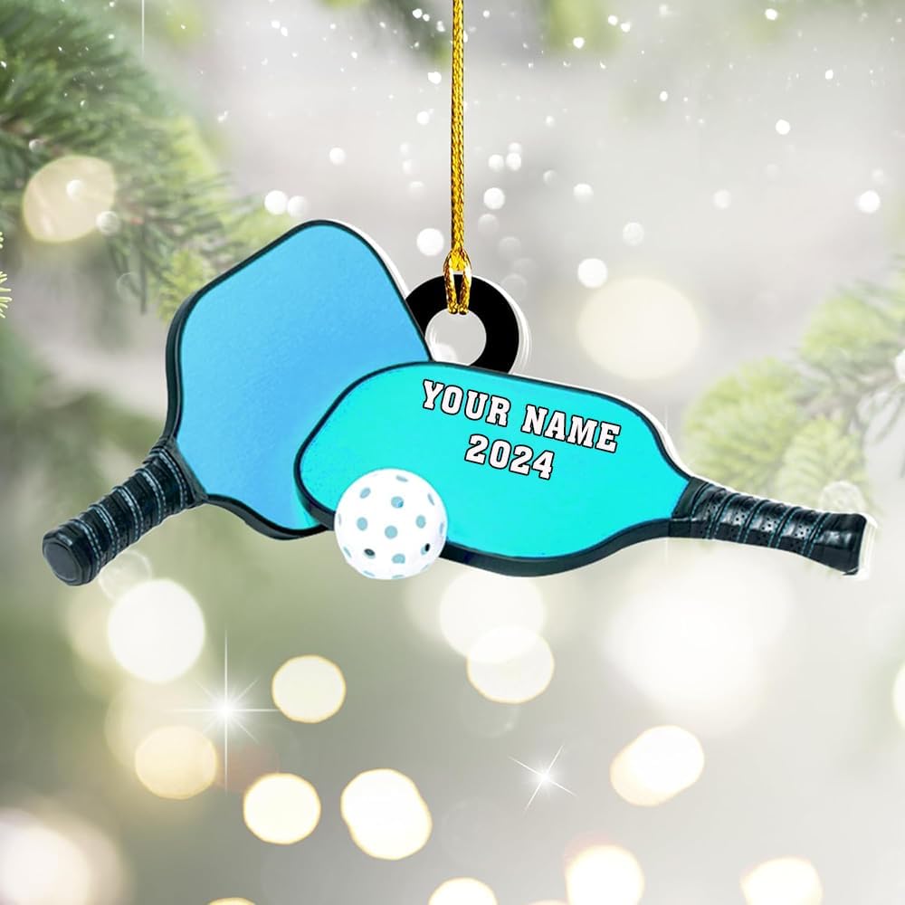 Personalized Pickleball Ornament – Custom Name & Year Paddle and Ball Christmas Ornament 2