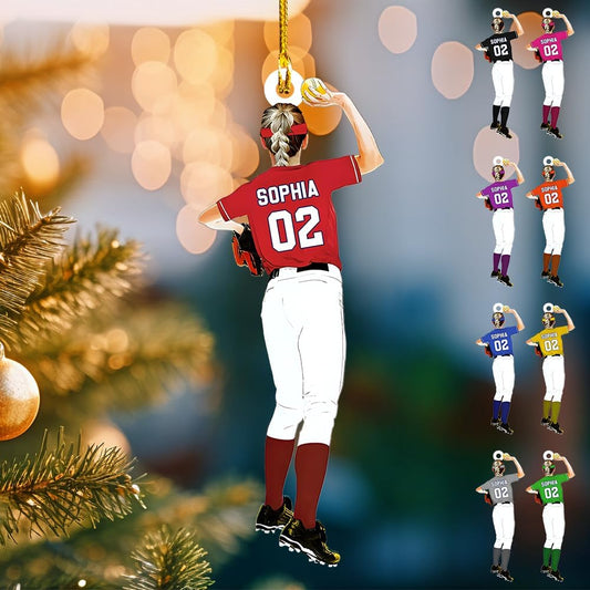 Personalized Softball Ornament – Custom Sports Christmas Tree C11