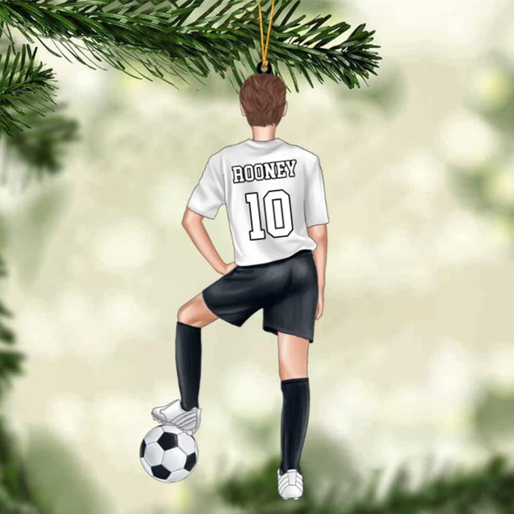 Custom Personalized Girl Soccer Acrylic Ornament, Gift for Soccer Players, Husband, Him, Christmas Tree Decor C06
