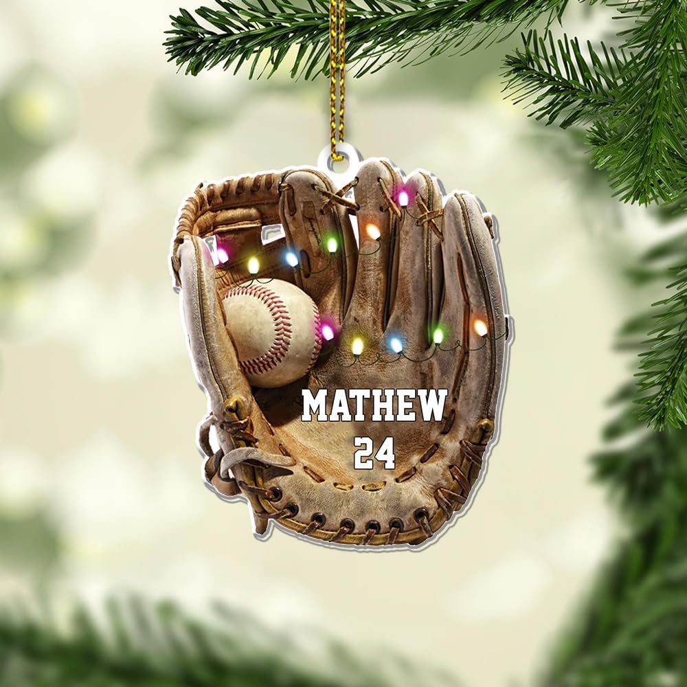 Personalized Baseball Christmas Ornament – Custom Name Acrylic Ornament, Sports Holiday Decoration, Baseball Player Gift TH6