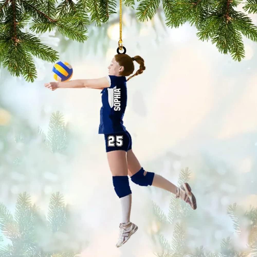 Personalized Volleyball Player Christmas Ornament, Custom Name Number Volleyball Girl Ornament TV21