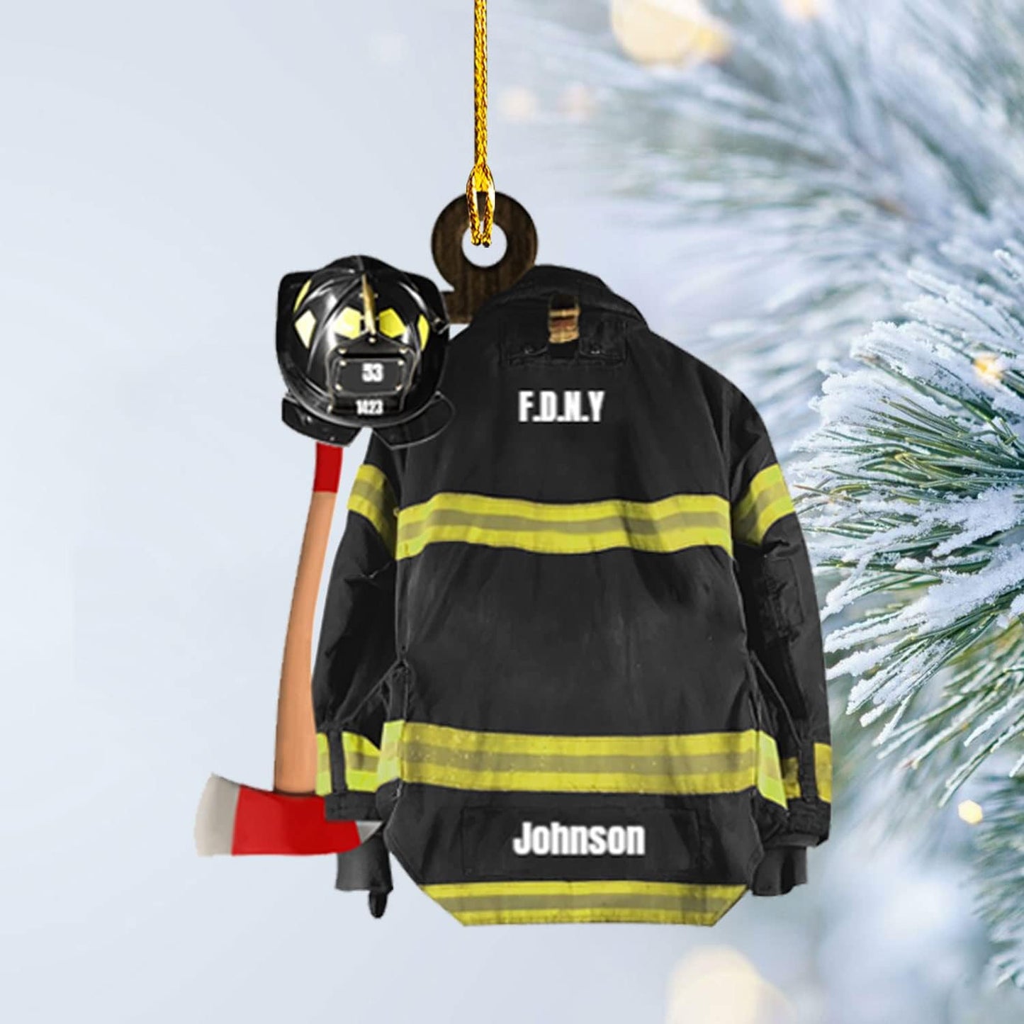 Personalized Firefighter Uniform Christmas Ornament Style 7