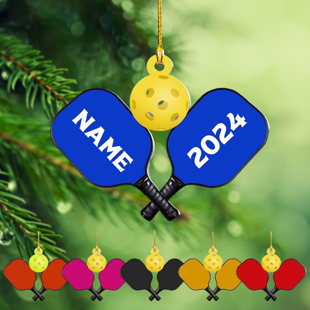 Personalized Pickleball Ornament – Custom Name & Year Paddle and Ball Christmas Ornament 4